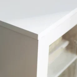 Pierceton Modern Double Glass Door With Metal Legs TV Stand For TVs Up To 58" White - Saracina Home -Saracina Home Shop GUEST e6234a99 ab4f 4730 99f6 0b971f2d2de2