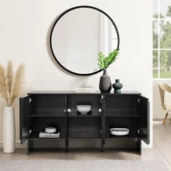 Modern Staggered Vertical Accent 3 Door Sideboard - Saracina Home -Saracina Home Shop GUEST e7187c1a 9ce1 41e7 afaa f88ba84facf9