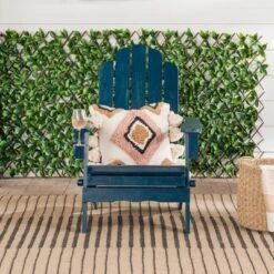 Genovia Transitional Acacia Wood Outdoor Adirondack Chair With Wine Holder - Saracina Home -Saracina Home Shop GUEST e7d6dbd2 1ef7 44e5 9f1f 7344226c866b