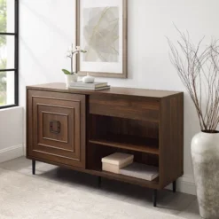 52" Modern Sliding Door Sideboard Dark Walnut - Saracina Home -Saracina Home Shop GUEST ee2cb211 435f 4c05 af57 9b154e1bca90