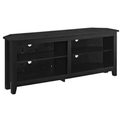 Transitional 4 Cubby Wood Open Storage Corner TV Stand For TVs Up To 65" - Saracina Home -Saracina Home Shop GUEST efafe04f 1473 41ec b724 7acfdf557b35