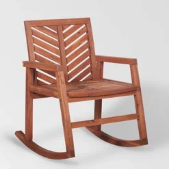 Slatted Chevron Acacia Wood Patio Rocking Chair - Saracina Home -Saracina Home Shop GUEST f151487d 0b98 494d 81f7 e490221f43f1