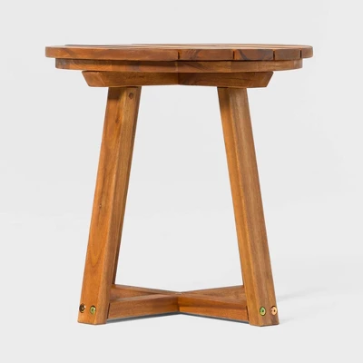 Saracina Home Modern Slatted Round Acacia Accent Table 7 Saracina Home Modern Slatted Round Acacia Accent Table - Image 5