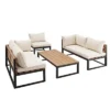 4pc Metal & Wood All Weather Patio Sectional Set - Natural - Saracina Home -Saracina Home Shop GUEST f449b833 16af 42b9 8980 c1fc5b48a8af