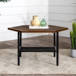 Saybrook Modern Metal And Wood Patio Hexagon Coffee Table - Dark Brown - Saracina Home 18 Saybrook Modern Metal And Wood Patio Hexagon Coffee Table - Dark Brown - Saracina Home -Saracina Home Shop GUEST f4faae93 2587 46a1 98cb c4096a1a8e56