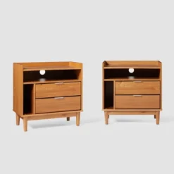 2pk Mid-Century Modern Solid Wood 2 Drawer Storage Nightstands - Saracina Home 26 2pk Mid-Century Modern Solid Wood 2 Drawer Storage Nightstands - Saracina Home -Saracina Home Shop GUEST f532e41d ed41 4d3a b78d 89ad584048a2