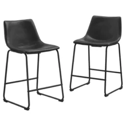 Set Of 2 Laslo Modern Upholstered Faux Leather Counter Height Barstools - Saracina Home -Saracina Home Shop GUEST f6f9d7b5 90d5 4e6e a4dd 7067faedcdef
