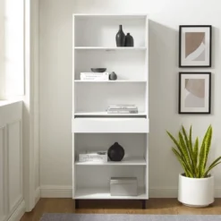 72.5" Mid-Century Modern 1 Drawer Angled Bookshelf - Saracina Home -Saracina Home Shop GUEST f7b3e476 2294 4b33 8431 b32d58501d00