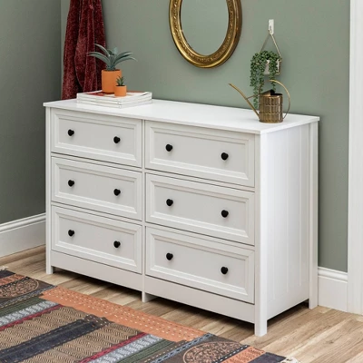 Classic 6 Drawer Groove Dresser White - Saracina Home 3 Classic 6 Drawer Groove Dresser White - Saracina Home