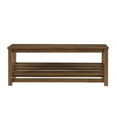 Modern Farmhouse Solid Wood Shoe Storage Entry Bench Rustic Oak - Saracina Home 3 Modern Farmhouse Solid Wood Shoe Storage Entry Bench Rustic Oak - Saracina Home - Image 2