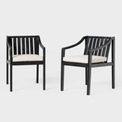 Saracina Home 2pk Mid-Century Modern Slatted Outdoor Acacia Arm Chairs With Cushions 10 Saracina Home 2pk Mid-Century Modern Slatted Outdoor Acacia Arm Chairs With Cushions -Saracina Home Shop GUEST fe39f52a 3746 4258 9035 790086867c9b