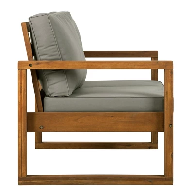 Galia Square Leg Acacia Wood Patio Loveseat With Cushions - Brown - Saracina Home 4 Galia Square Leg Acacia Wood Patio Loveseat With Cushions - Brown - Saracina Home - Image 2