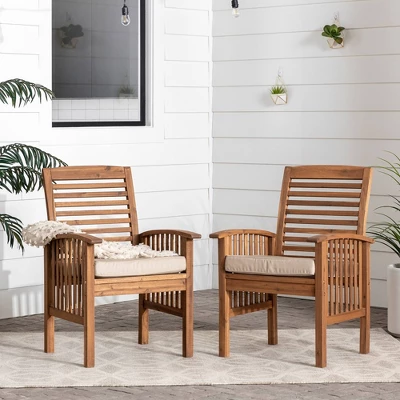 2pk Acacia Wood Patio Chairs With Cushions - Saracina Home 3 2pk Acacia Wood Patio Chairs With Cushions - Saracina Home