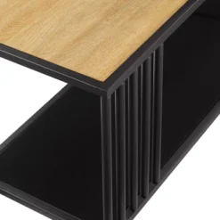 55.5" Modern 4 Shelf With Metal Bar Room Divider Bookcase Coastal Oak/Black - Saracina Home 15 55.5" Modern 4 Shelf With Metal Bar Room Divider Bookcase Coastal Oak/Black - Saracina Home -Saracina Home Shop GUEST ffa6e104 97bb 4319 b27b 600bbe750d80