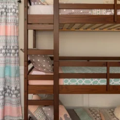 Twin Indy Solid Wood Triple Bunk Bed Walnut - Saracina Home -Saracina Home Shop GUEST fffbb9f0 16df 41c6 af6a 3afc66cf476b